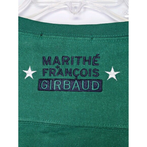 Vintage Marithe Francois Girbaud T Shirt Size L Green Embroidered Spellout Stars - Picture 13 of 15